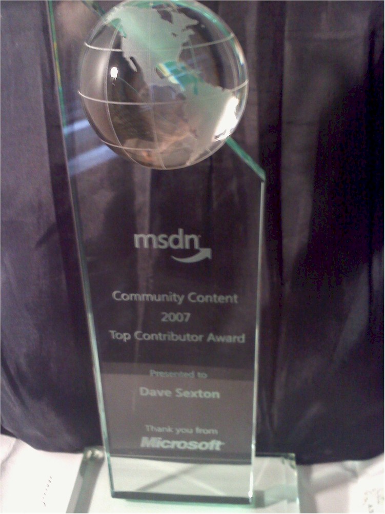 MSDN Community Content 2007 Top Contributor Award